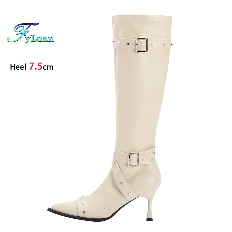 Black Mid Calf Stiletto Boots