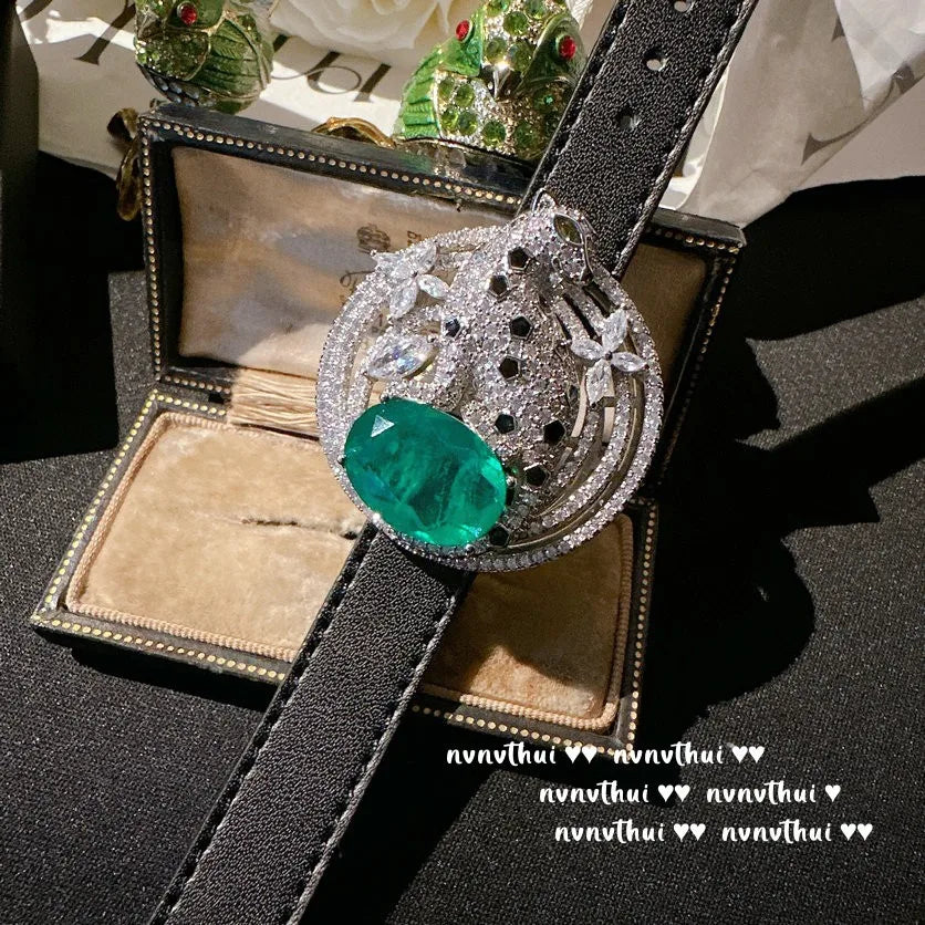 Vintage Leopard Ruby And Emerald Cuff Bracelet for Women
