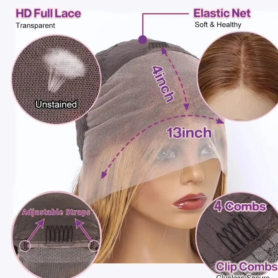 Honey Blonde Ombre Body Wave Lace Front Bob Wig for Women