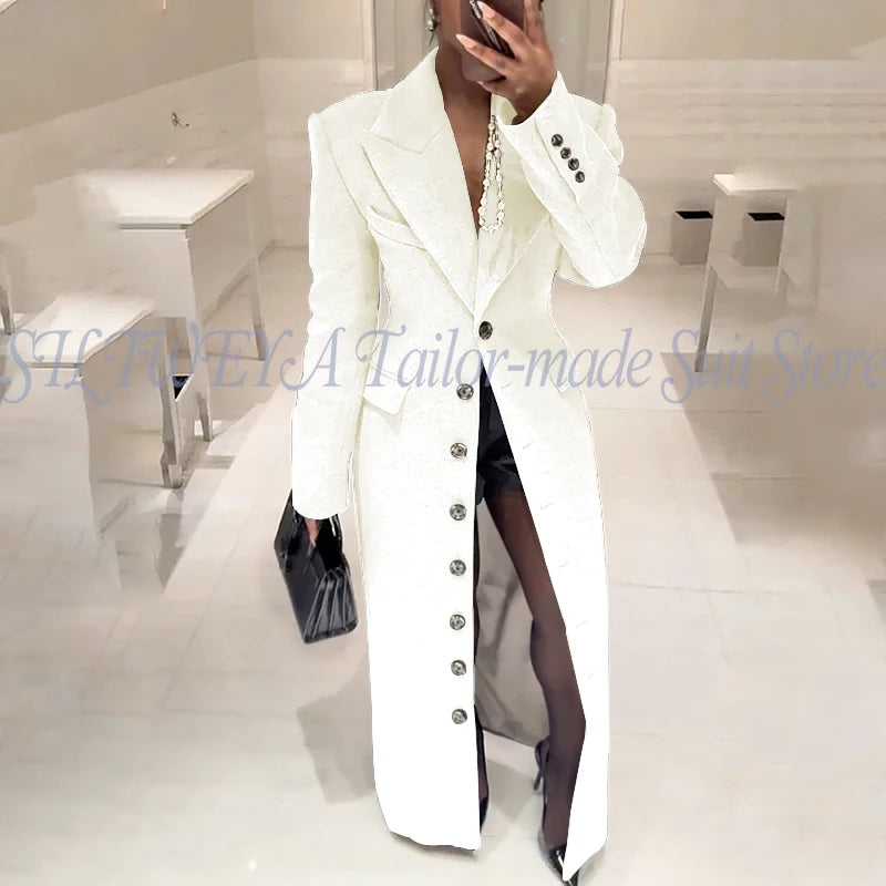Elegant Slim Fit Blazer With Notched Collar For Women