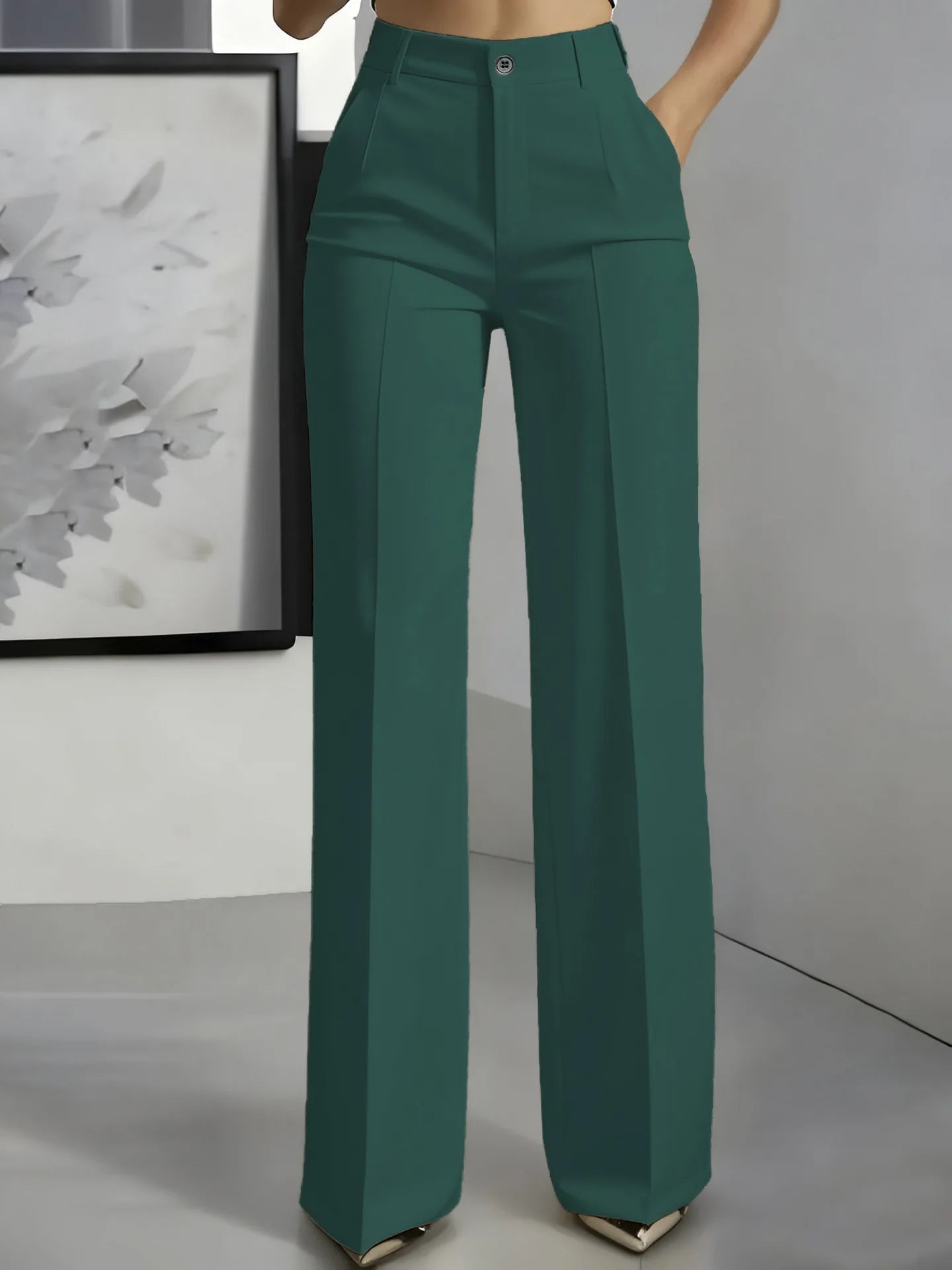 2026 New Women's High-Waist Drapey Straight-Leg Suit Pants Simple Elegant Long Trousers for Ladies