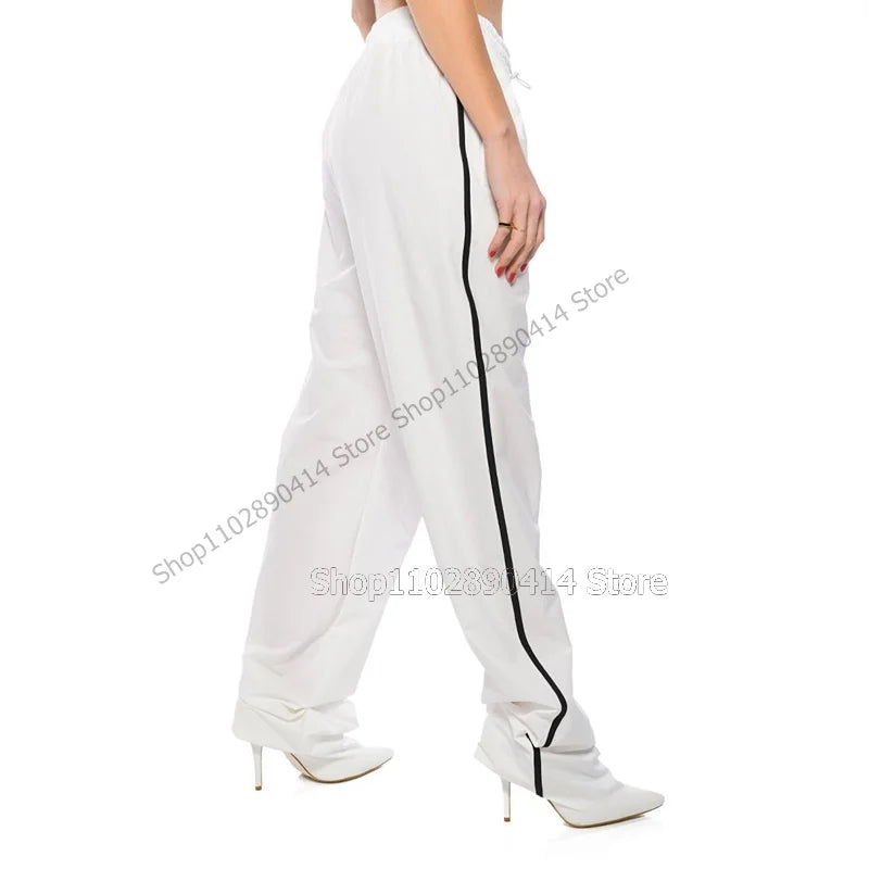 Multi Color Striped Pointed Toe High Stiletto Pant Boots For Women