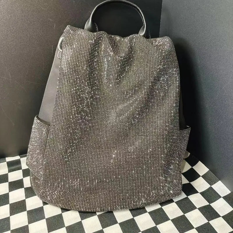 ABQP New Women's Diamond Backpack Large Capacity Women's Backpack Multifunctional Fashion Hot Diamond Casual Travel Backpack