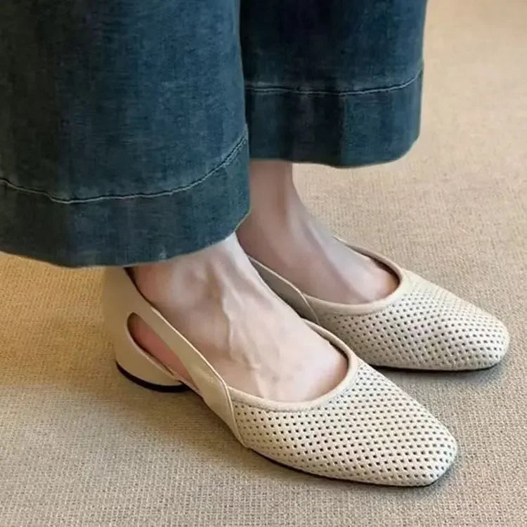 Soft Leather Square Toe Pumps