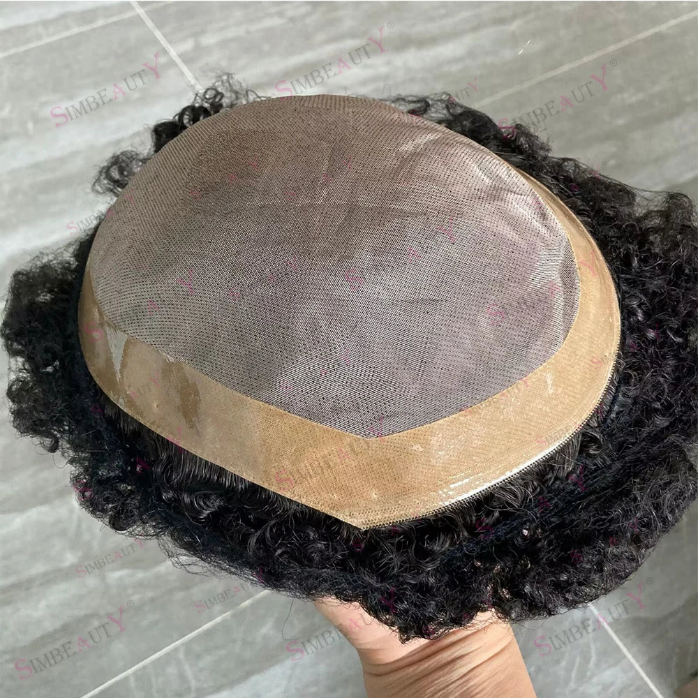 Kinky Curly Remy Human Hair Lace Toupee for Women