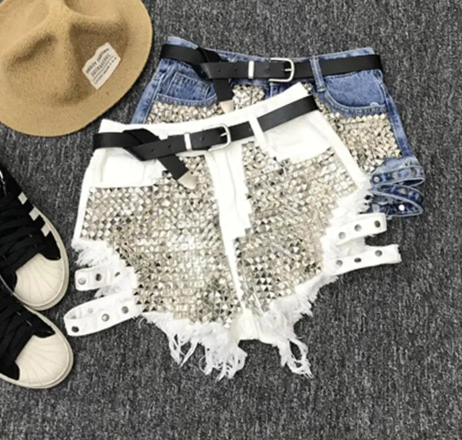 Relaxed Fit High Waisted Denim Shorts With Tassel Accents For Women