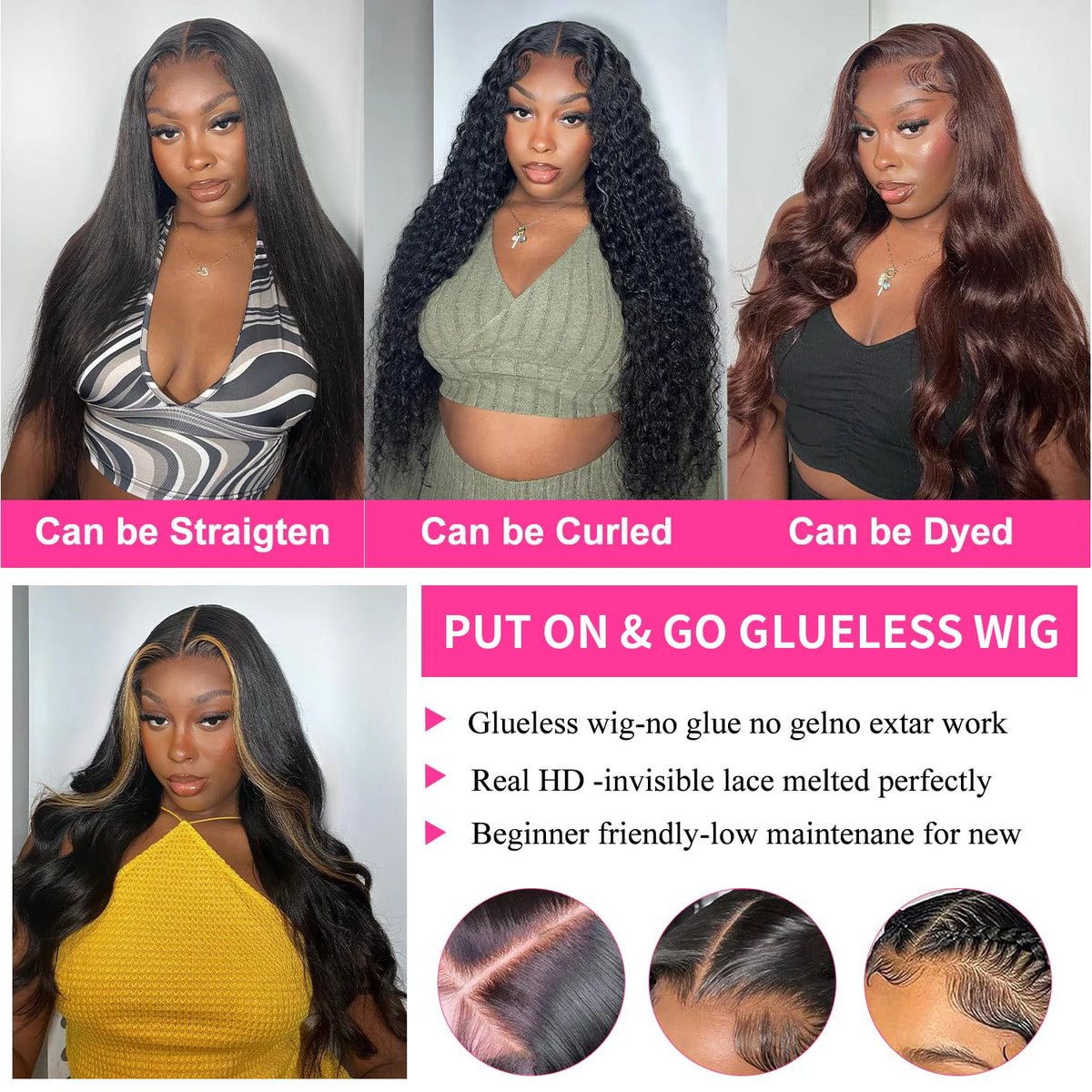 Glueless Human Hair Body Wave Lace Front Wig for Women