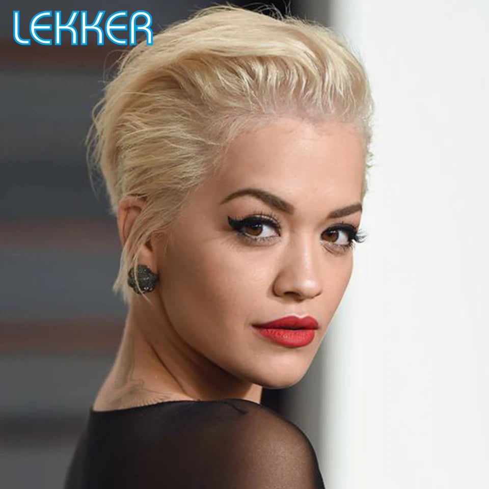 Blonde Short Pixie Cut Silky Lace Front Wig for Women