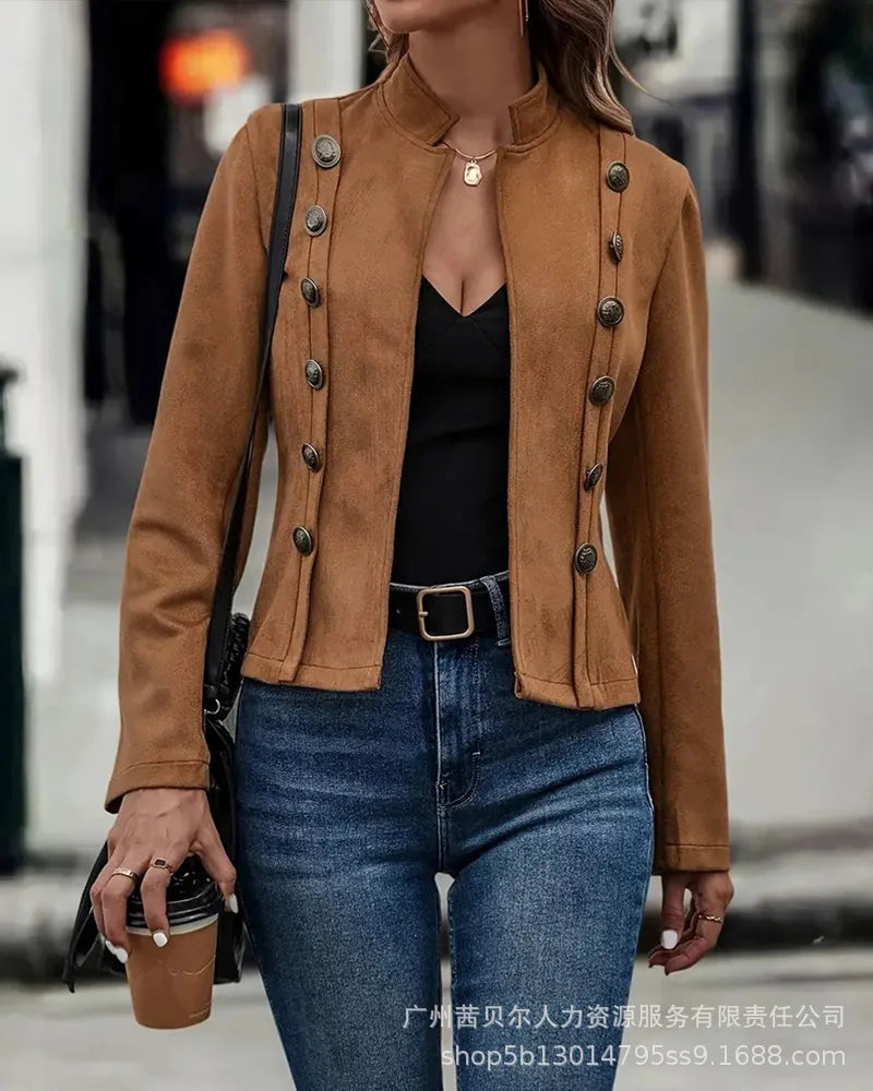 Beautyblue Women's Jacket  Fashion Button Cardigan Casual Long Sleeves Loose Adjustable Straps Urban Ladies Coats Outerwear
