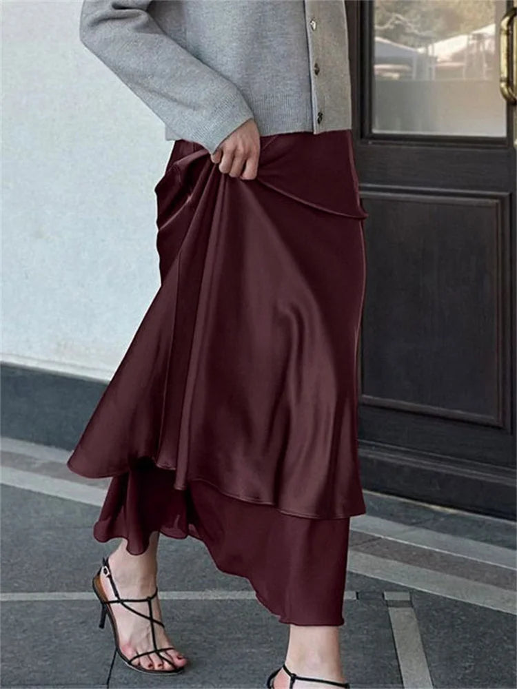 Draped Satin Maxi Skirt