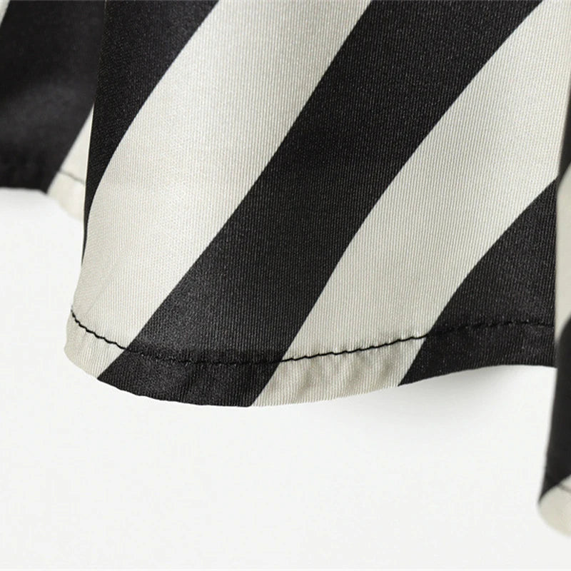 One Shoulder Striped Pleated Top With Backless Cut for Women