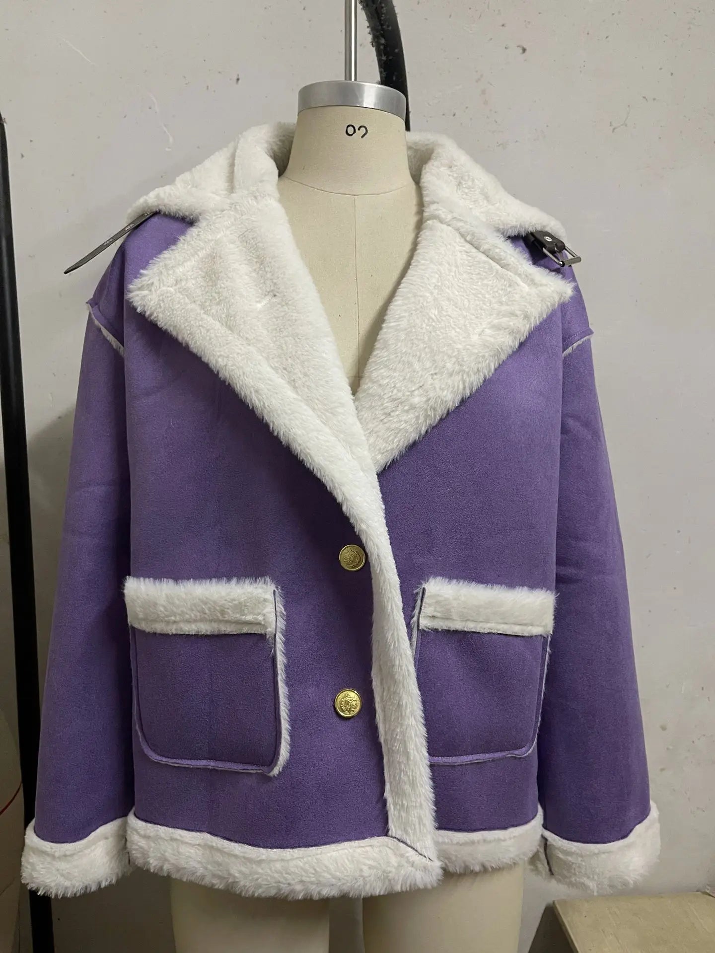 Turn Down Collar Shearling Jacket