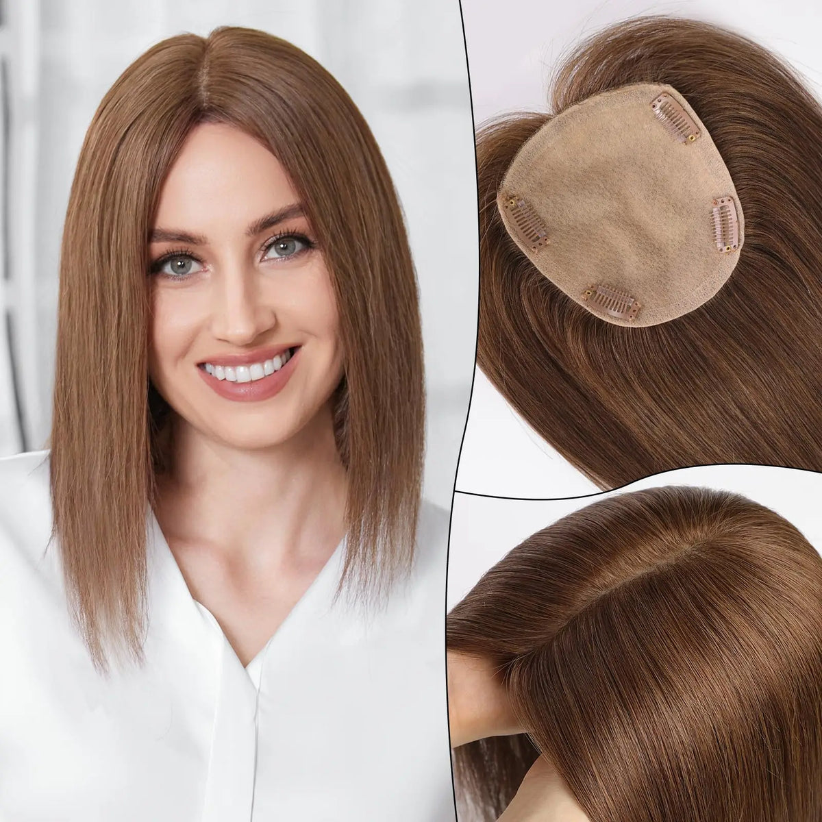 Golden Brown Blonde Mixed Remy Human Hair Topper for Women