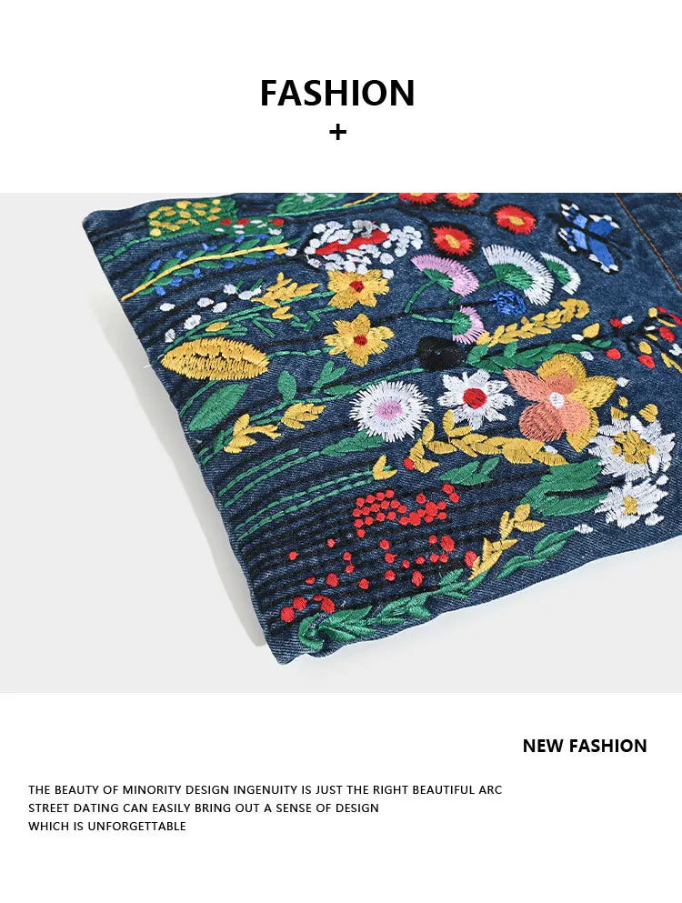 Embroidered Floral with Chain Shoulder Bag for Women
