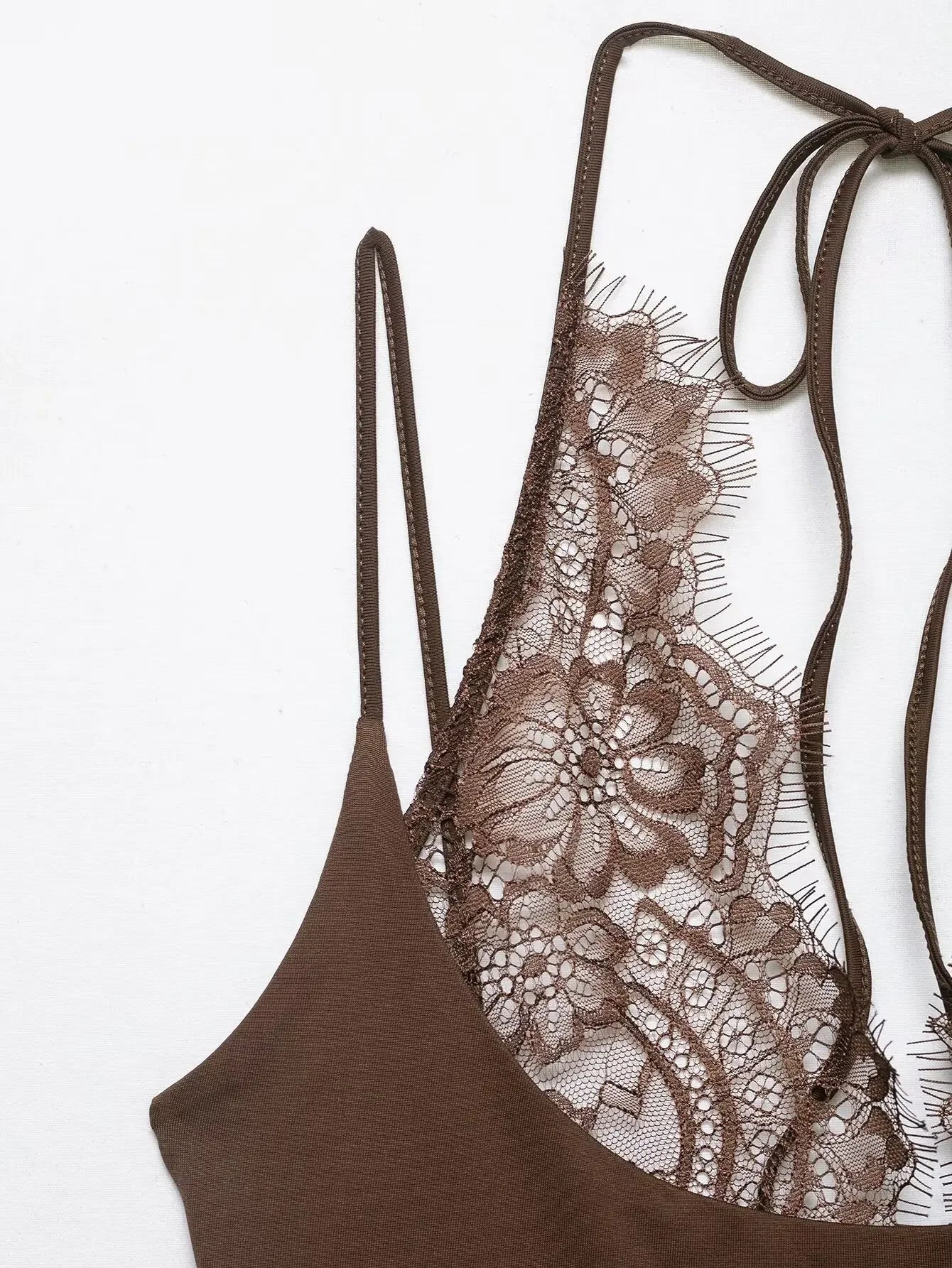 Elegant Lace Backless Spaghetti Strap Bodysuit for Women