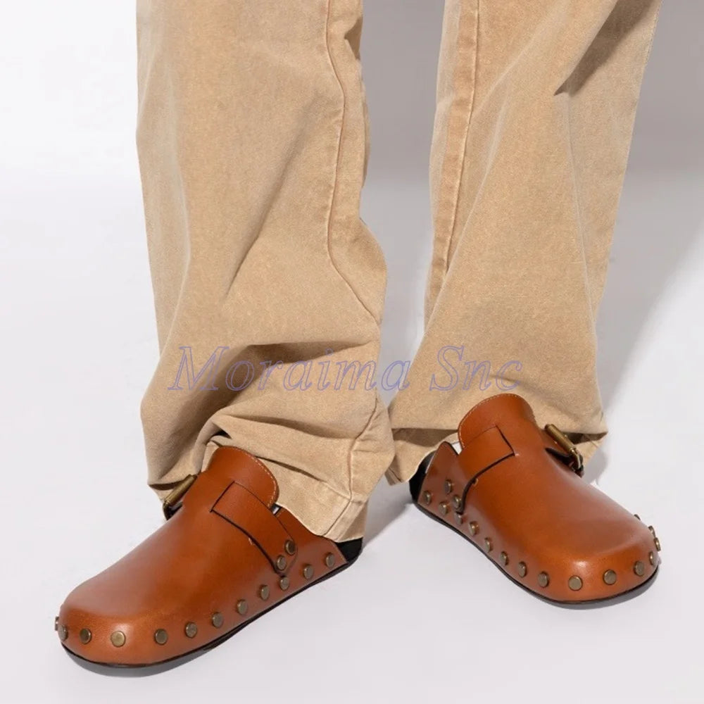 Studded Western Buckle Mules