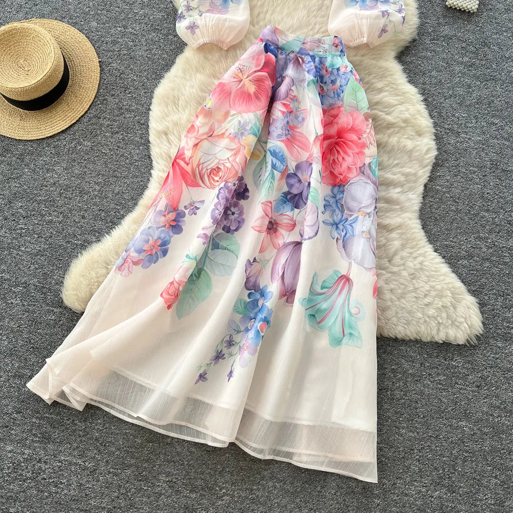 Floral Two Piece Skirt Set With Long Sleeves for Women
