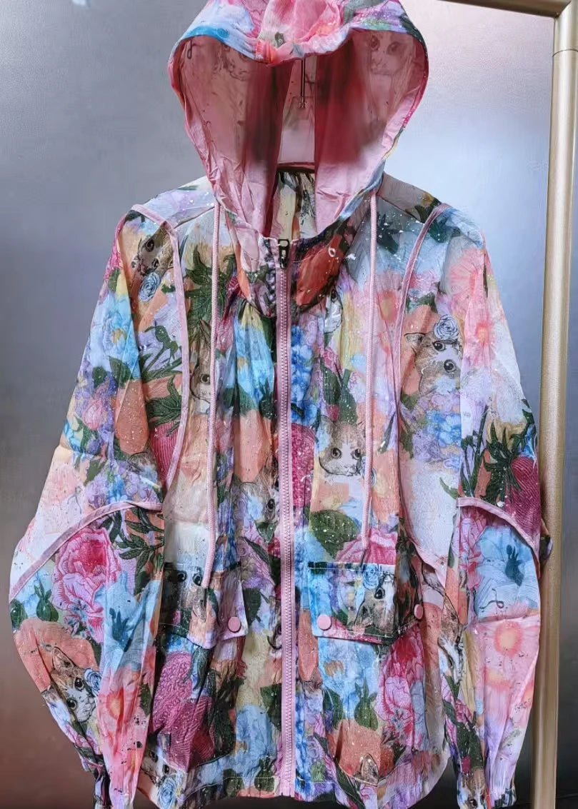 Tie Dye Printed Hooded Summer Casual Shirts for Women