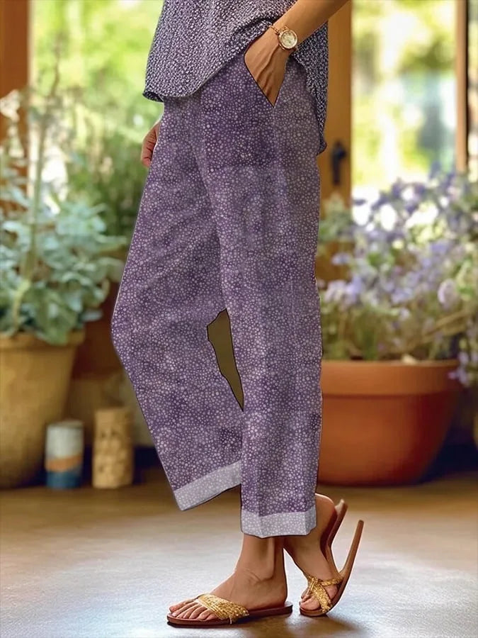 Elegant Printed Loose Ankle-Length Casual Pants for Women