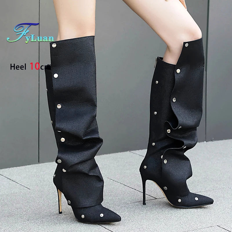 Pointed Toe Stiletto Zipper Ankle Boots
