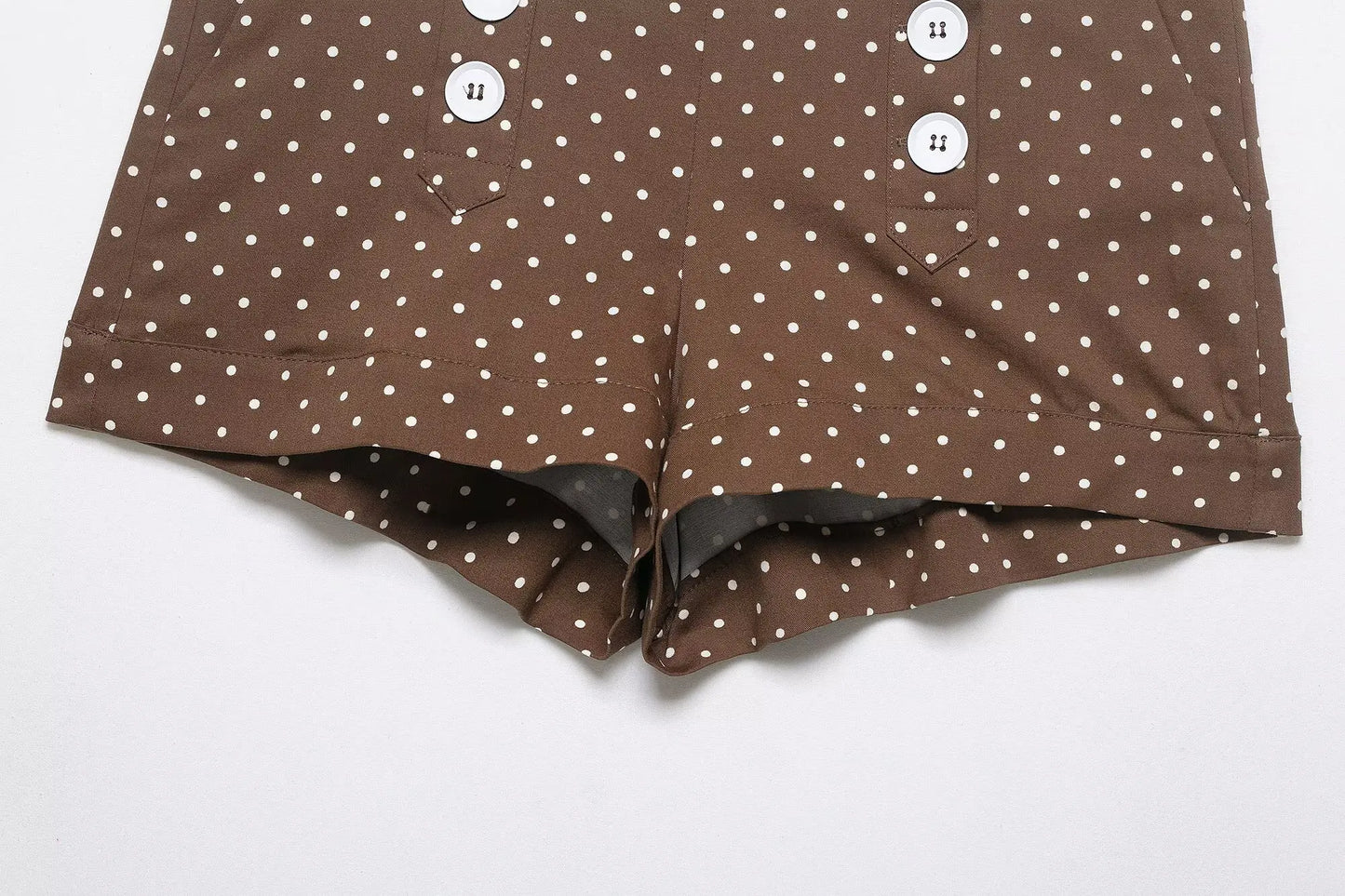 Elegant Polka Dot Button T Shirt and Shorts Set for Women