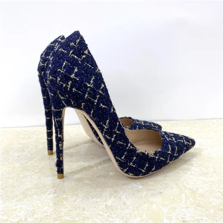 Woven Pointed Toe Stiletto High Heel Pumps for Women