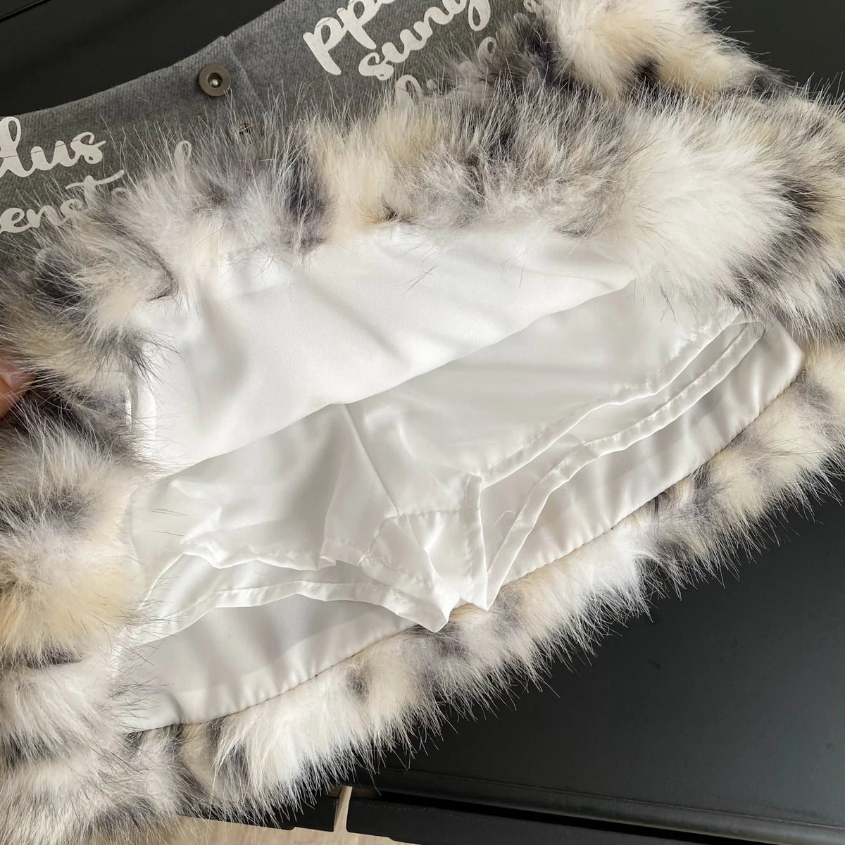 Leopard Print Furry A-Line Mini Skirt With Zipper for Women