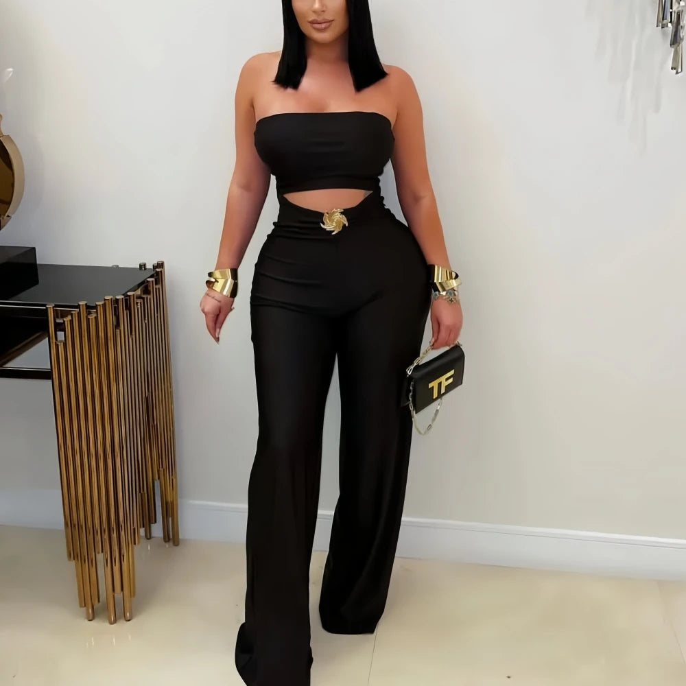 Elegant Solid Color Sleeveless Backless Jumpsuit for Women