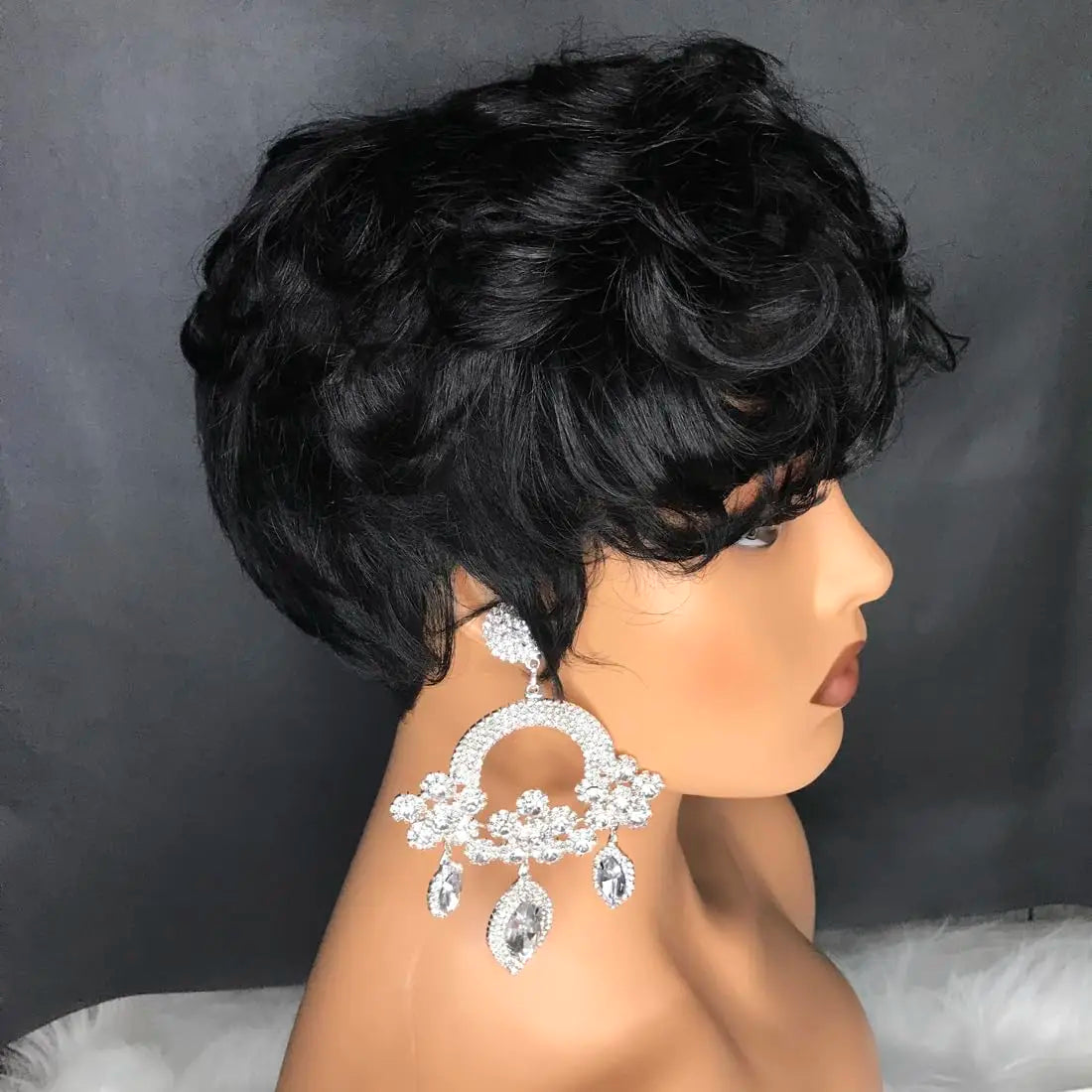 Natural Heat Resistant Curly Synthetic Pixie Wig for Women