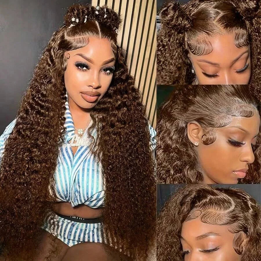 Chocolate Brown Deep Wave Lace Front Wig for Women