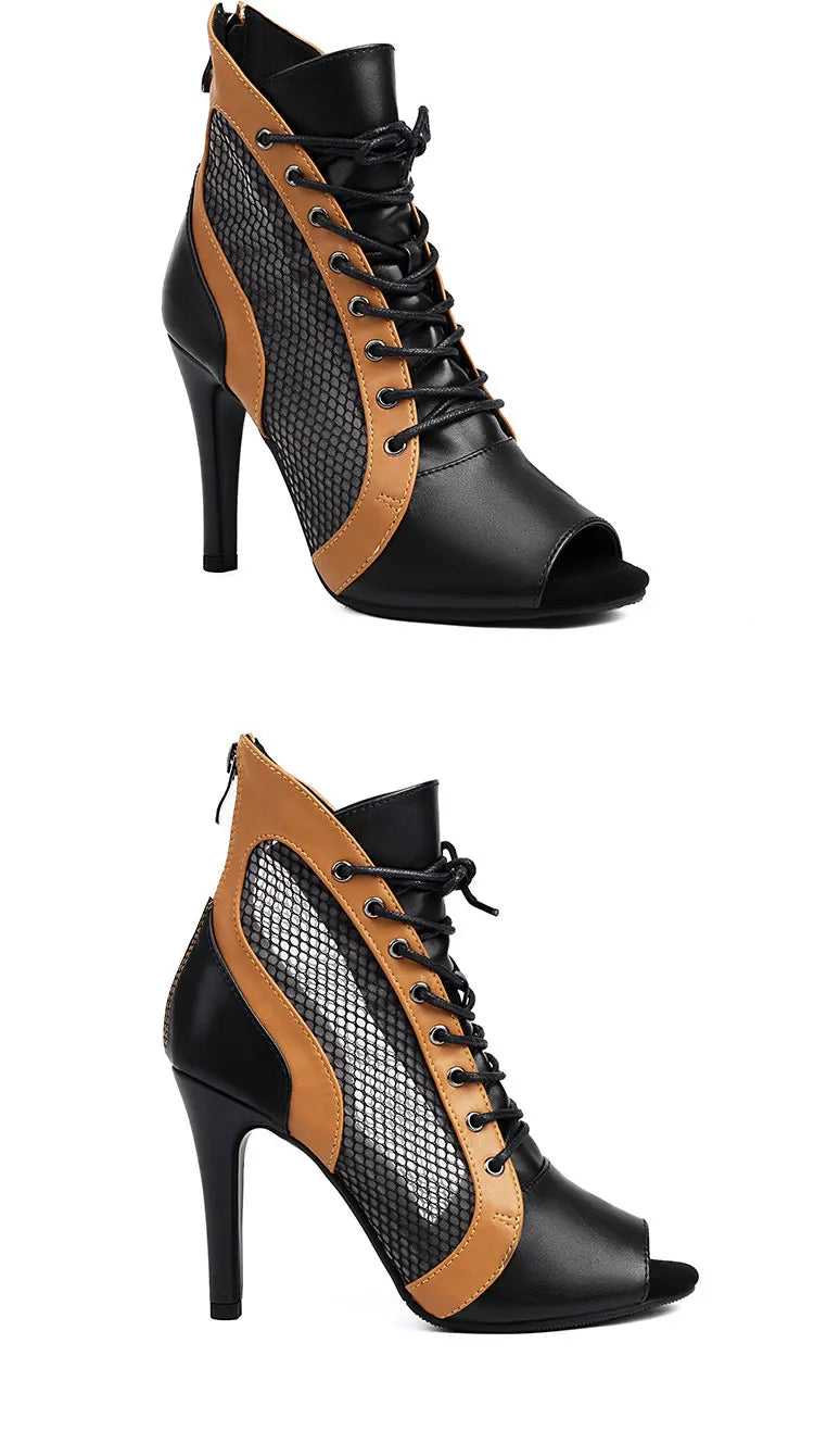 Lace-Up Stiletto Latin Dance Ankle Boots for Women