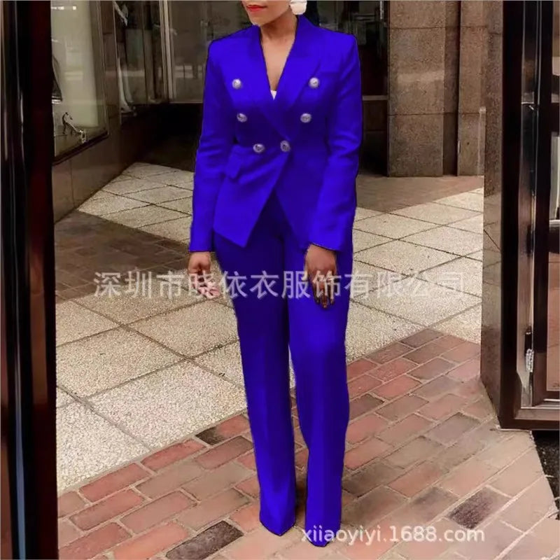 Double Breasted Blazer And Pants Suit Set for Women