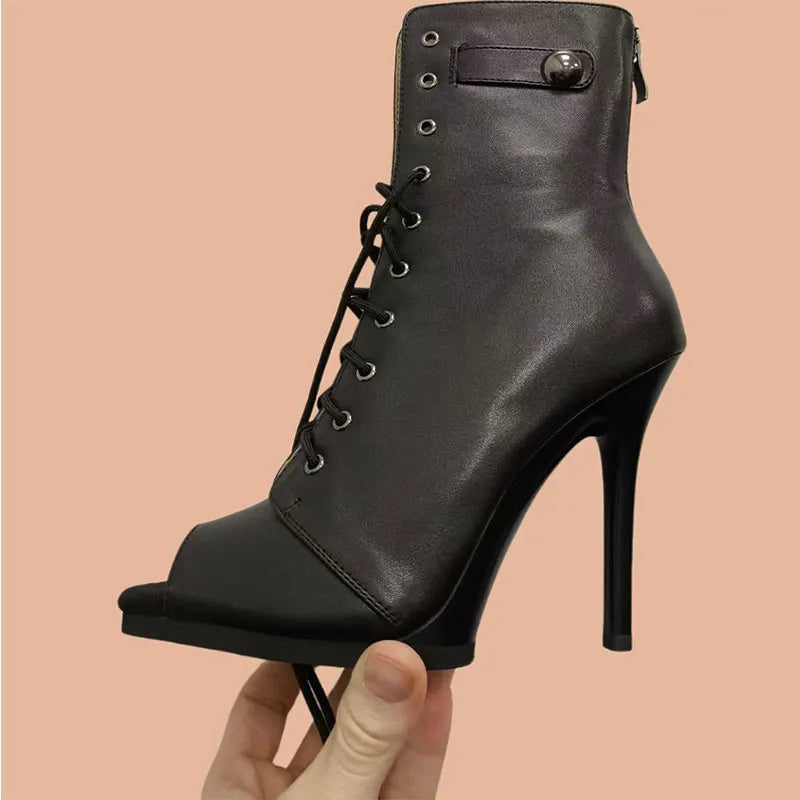 High Heel Lace Up Latin Dance Ankle Boots for Women