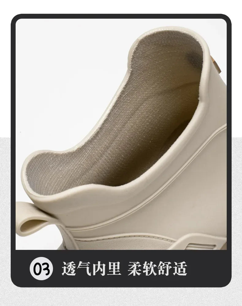 Round Toe Waterproof Ankle Rain Boots