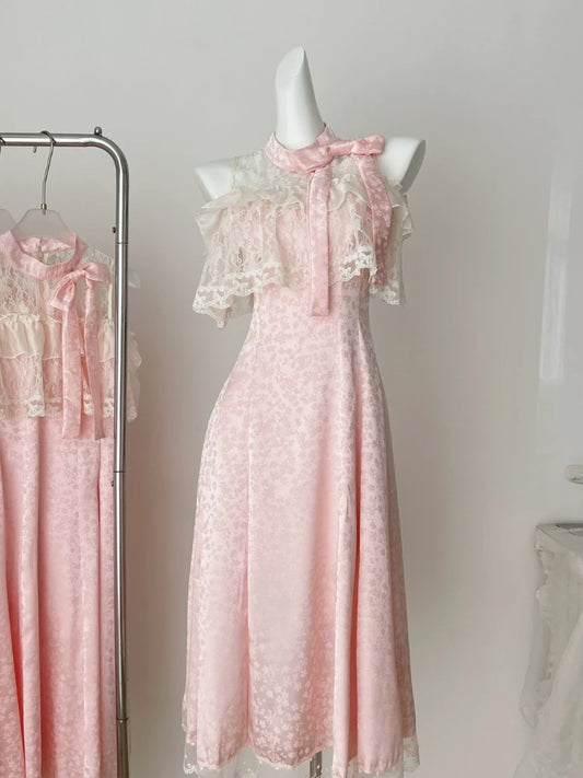 Off-Shoulder Lace Bow Dress