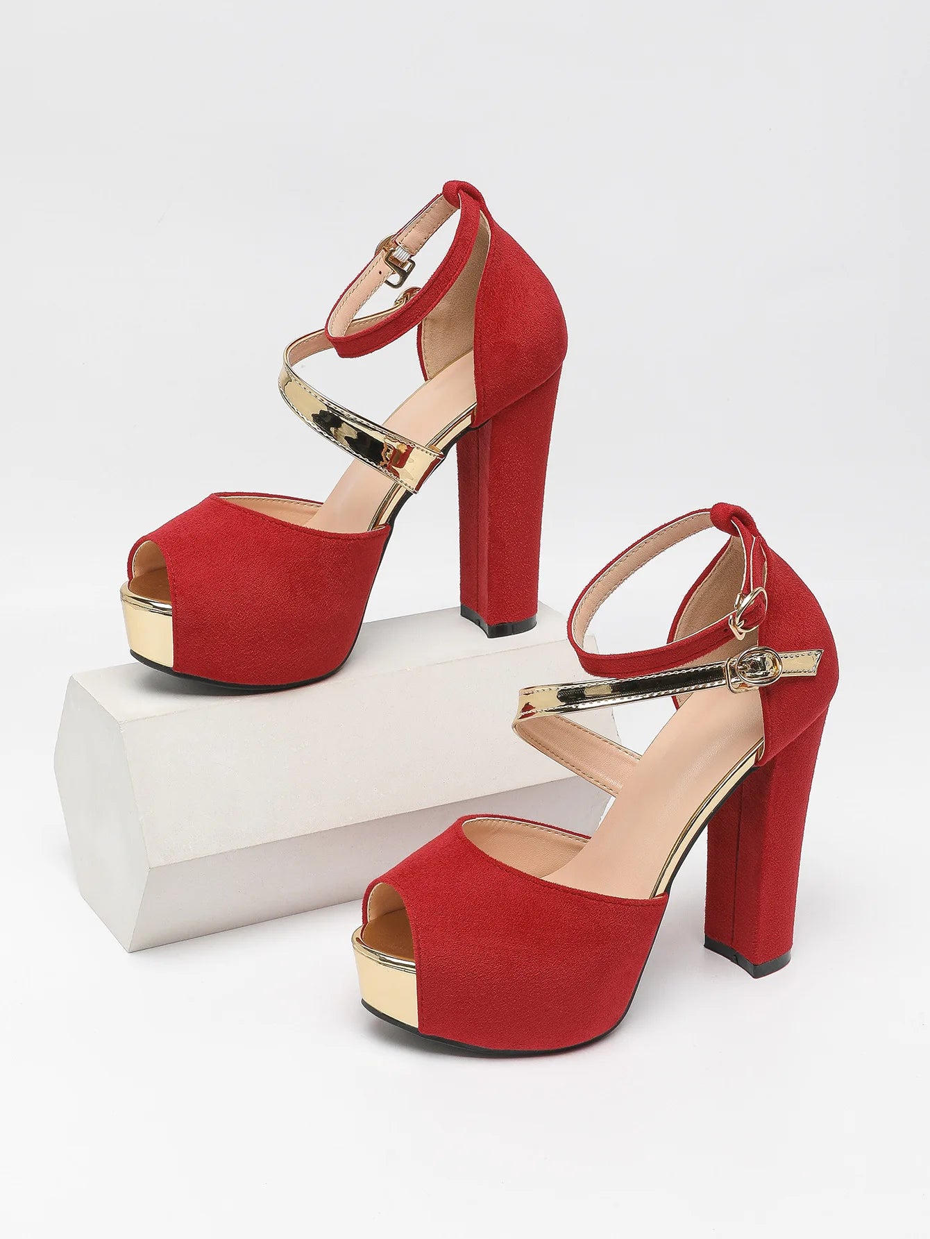Peep Toe Square Heel Platform Sandals