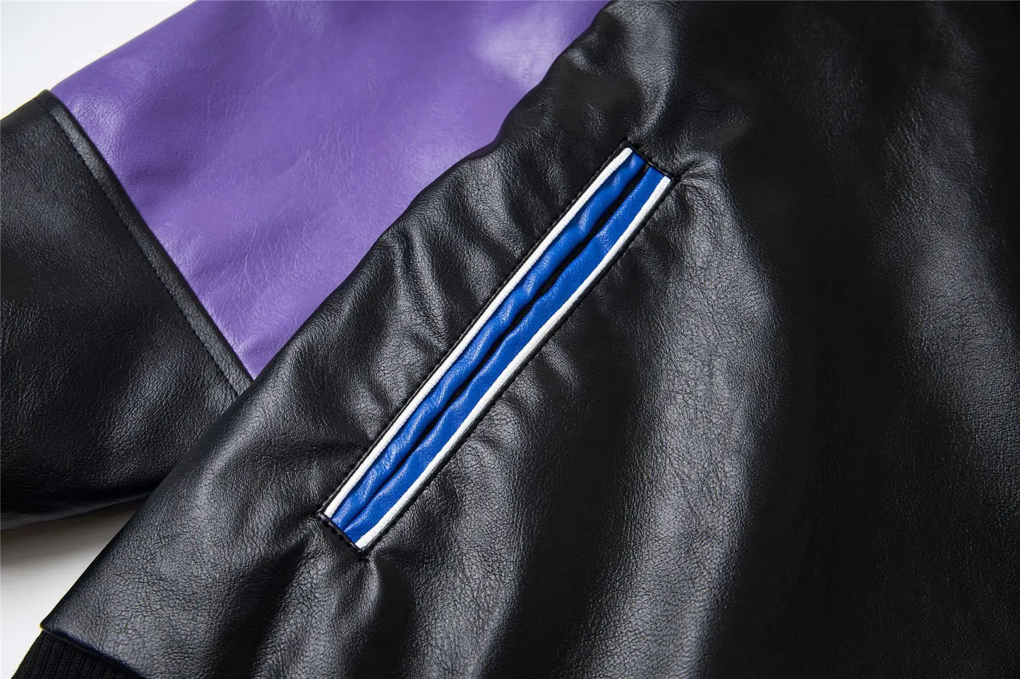 Trendy Cartoon Embroidery Color-Block Stand Collar Jacket Coat for Men and Women Autumn Winter Loose Casual Leather Jacket Coat