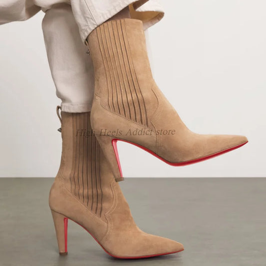 Suede Pointy Toe Ankle Boots