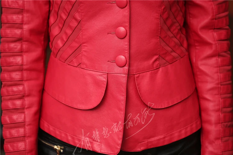 Leather Jacket Women New Fashionable Women's Clothing Autumn Patchwork Slim Coat