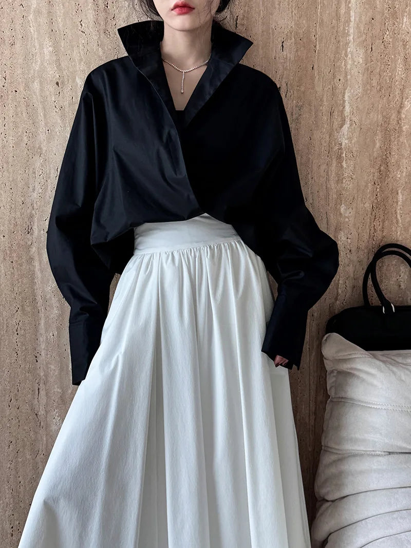 Batwing Sleeve Stand Collar Blouse