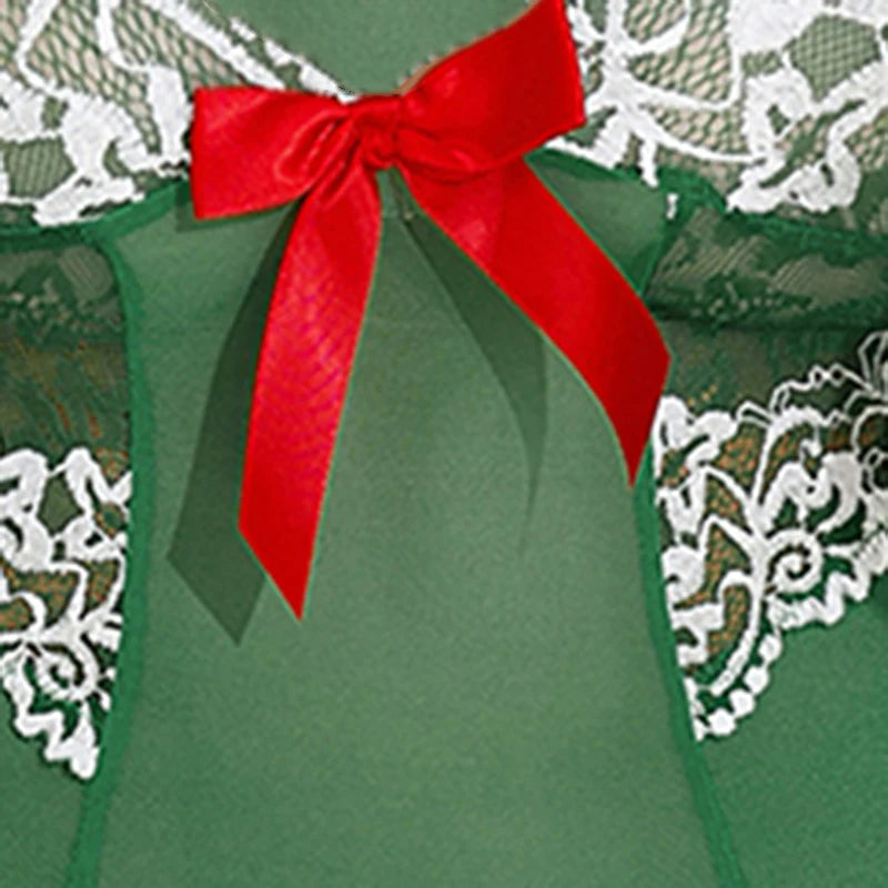 Women'S Christmas Nightgown Green Avidlove Lingerie Set Lace Mesh See Through Cami Lingerie Teddy Bear Lingerie