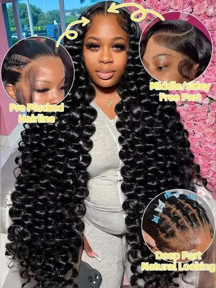 Loose Deep Wave Brazilian Remy Hair Frontal Wig For Women