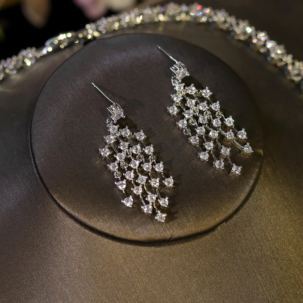 Elegant Water Drop Crystal Jewelry Set With Choker For Women