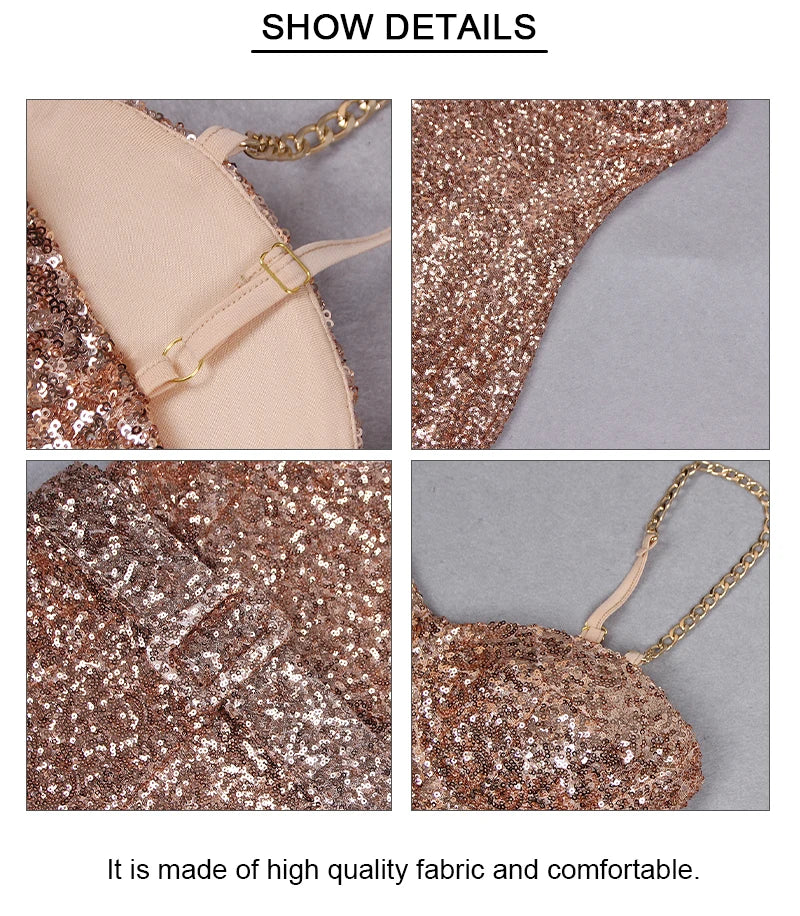 Gold Sequin Design Sleeveless Jumpsuit With Belt for Women