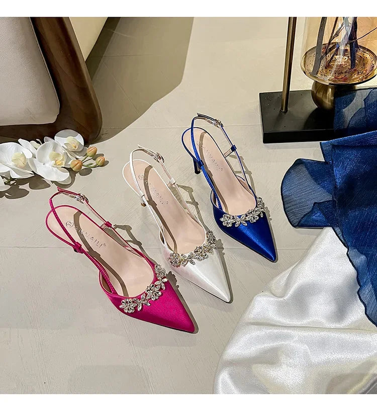 Crystal Buckle Pointed Pumps