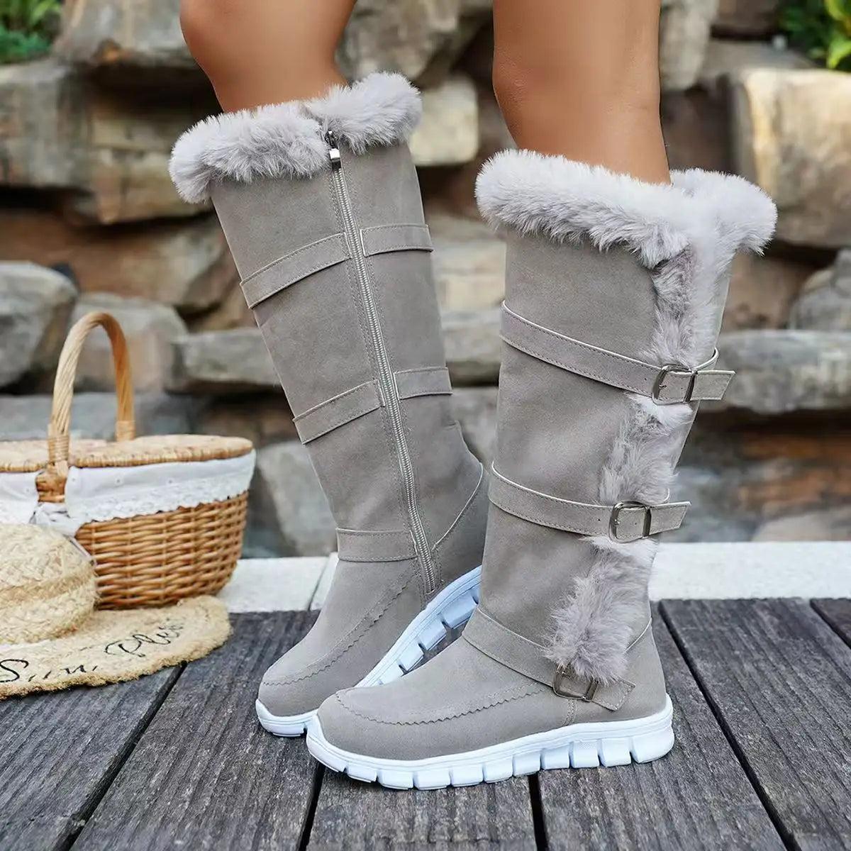 Comfortable Plush Warm Slip On Ankle Boots for Women