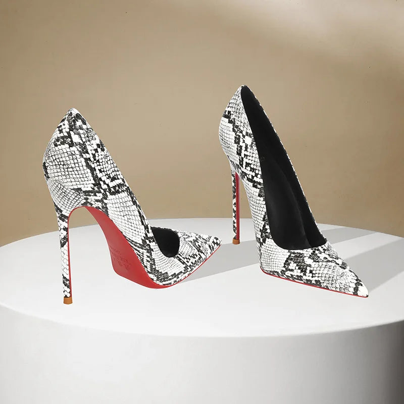 Snake Print Pointed Toe High Heel Stiletto Pumps for Women