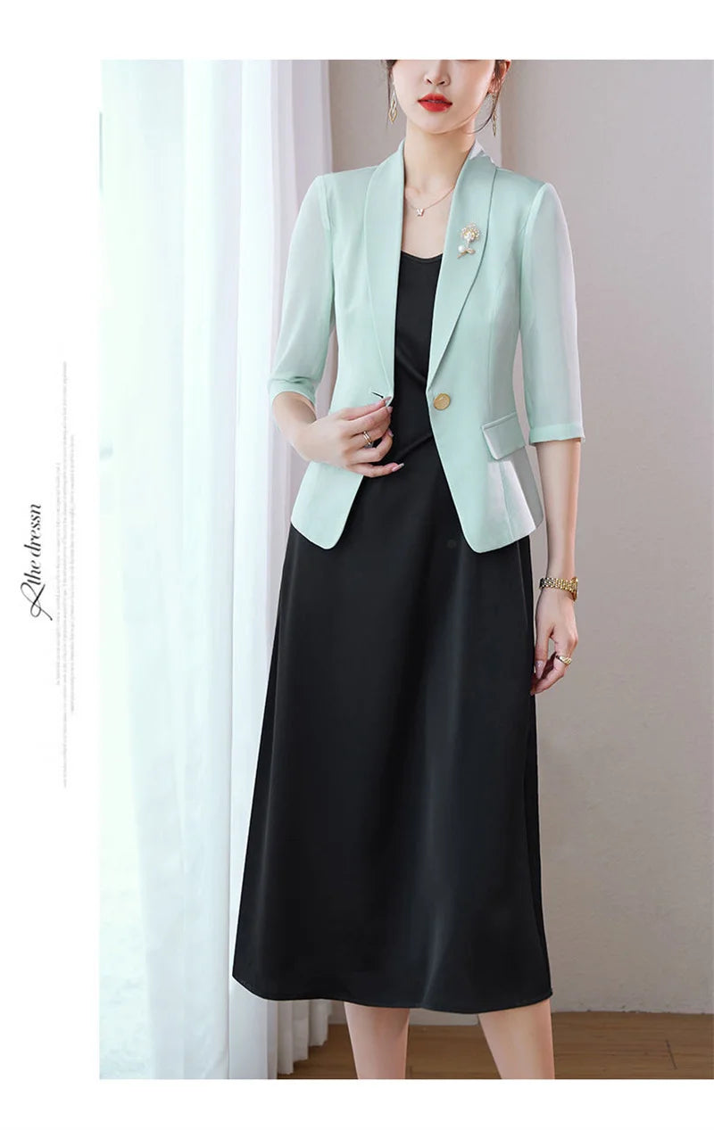 Lightweight Solid Color Chiffon Blazer Jacket For Women