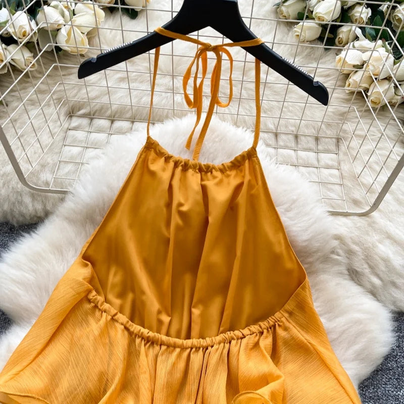 Backless Halter Bandage Summer Mini Dress for Women
