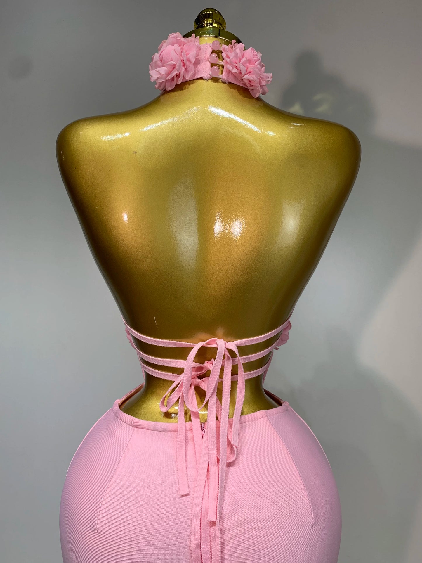 2025 New Women Sexy Halter Hollow Out Flowers Bodycon Bandage Dress Red Backless Elegant Party Luxury Birthday Wedding Dresses